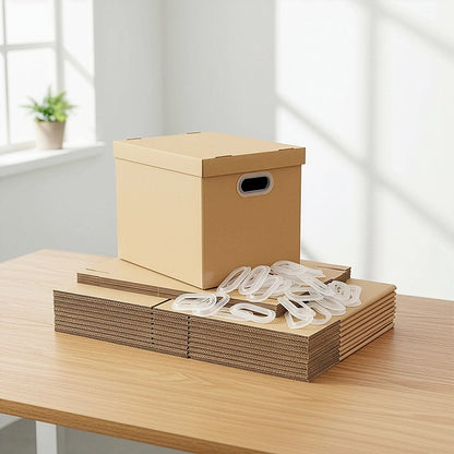 10Pcs Corrugated Cardboard Storage Boxes – Multi-Purpose Organising Cartons