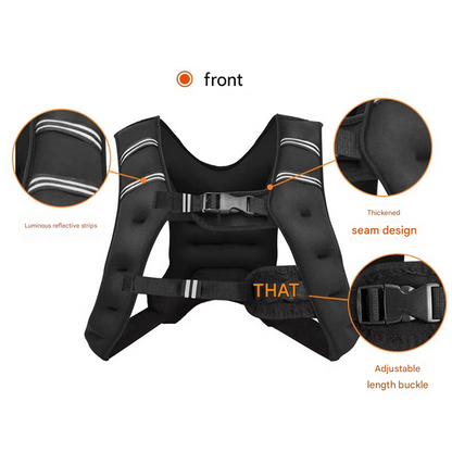 Black Gym Partner Weighted Vest - Adjustable & Reflective for Running, Training & Strength Building(3KG)