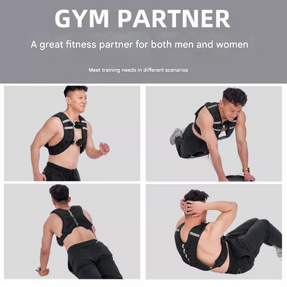 Black Gym Partner Weighted Vest - Adjustable & Reflective for Running, Training & Strength Building(8KG)