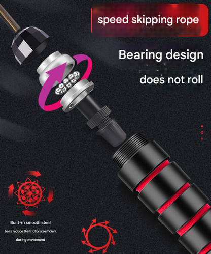 5 PCS Black-red Adjustable Steel Wire Speed Jump Rope Set - Professional Fitness Rope with Ball Bearings for Cardio, Boxing & Workout