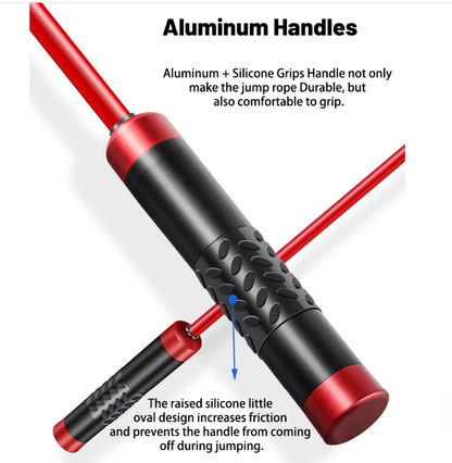Red Weighted Jump Rope for Workout Fitness - Thick 9mm Cable for Intense Fitness, Strength & Cardio Workout