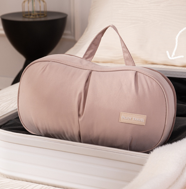 Pink Portable Underwear Travel Organizer Bag - Bra & Lingerie Storage, Anti-Deformation Case for Business Trips