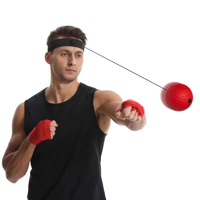 Boxing Reflex Ball Set(Elastic Headband + 2 Heavy RedBalls + 2 Light BlackBalls) - Hand-Eye Coordination and Speed Training