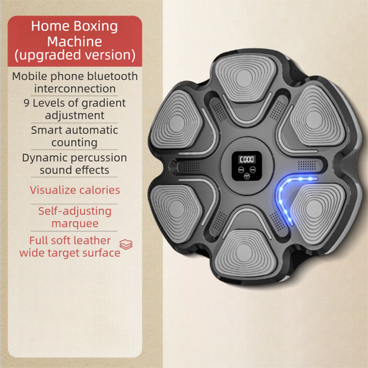 Black 6-Target Sensor Smart Bluetooth Music Boxing Training Machine - Punch Counter, USB Rechargeable, Drill-Free Wall Punch Pad for Boxing Sport Agility Reaction