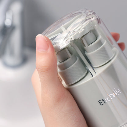 Green Deluxe 8-in-1 Travel Toiletry Set - Portable All-in-One Toothbrush Holder, Wash Cup, Towel and 2 * Refill Bottles for Travel & Camping