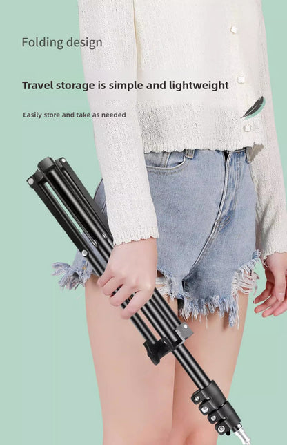 1.7m Black Tripod Stand with Phone Holder Adjustable Floor Stand for Live Streaming Vlogging Overhead Video Recording Makeup Kit with Carry Bag