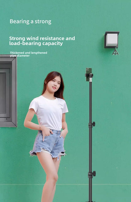 1.7m Black Tripod Stand with Phone Holder Adjustable Floor Stand for Live Streaming Vlogging Overhead Video Recording Makeup Kit with Carry Bag