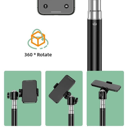 2.4m Black Tripod Stand with Phone Holder Adjustable Floor Stand for Live Streaming Vlogging Overhead Video Recording Makeup Kit with Carry Bag