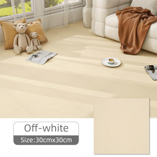 8 x Khaki & 8 x Off-White Durable & Soft Self-Adhesive Carpet Tiles(30x30cm) - Interlocking Non-Slip Square Floor Mat for Bedroom, Office & Living Room