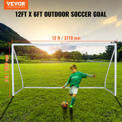 VEVOR Portable Soccer Goal, 3.7x1.8M Soccer Net, Adults Kids Backyard Soccer Net, Large Practice Soccer Net, Youth Training Soccer Goal Set, All-Weather Outdoor Soccer Goals with Carry Bag, 1 Pack